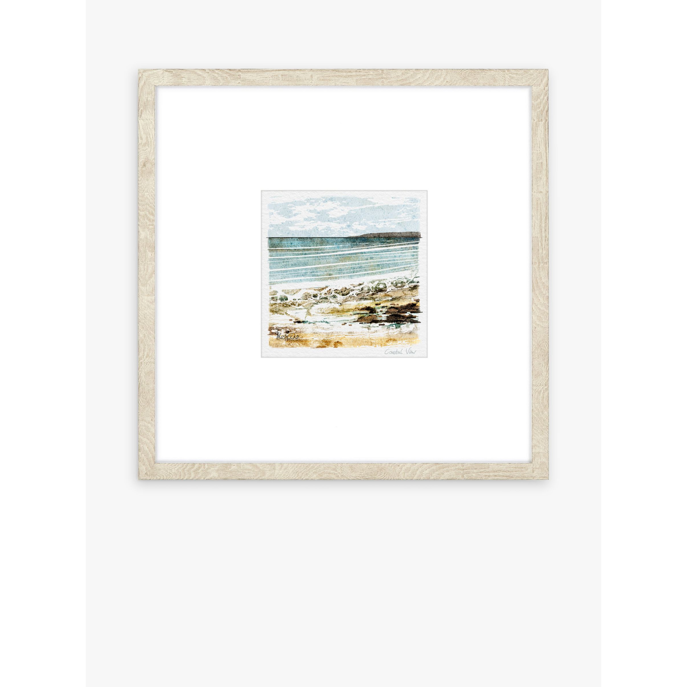 Sabrina Roscino - 'Coastal View' Framed Print & Mount, 37 x 37cm, Blue/Neutrals