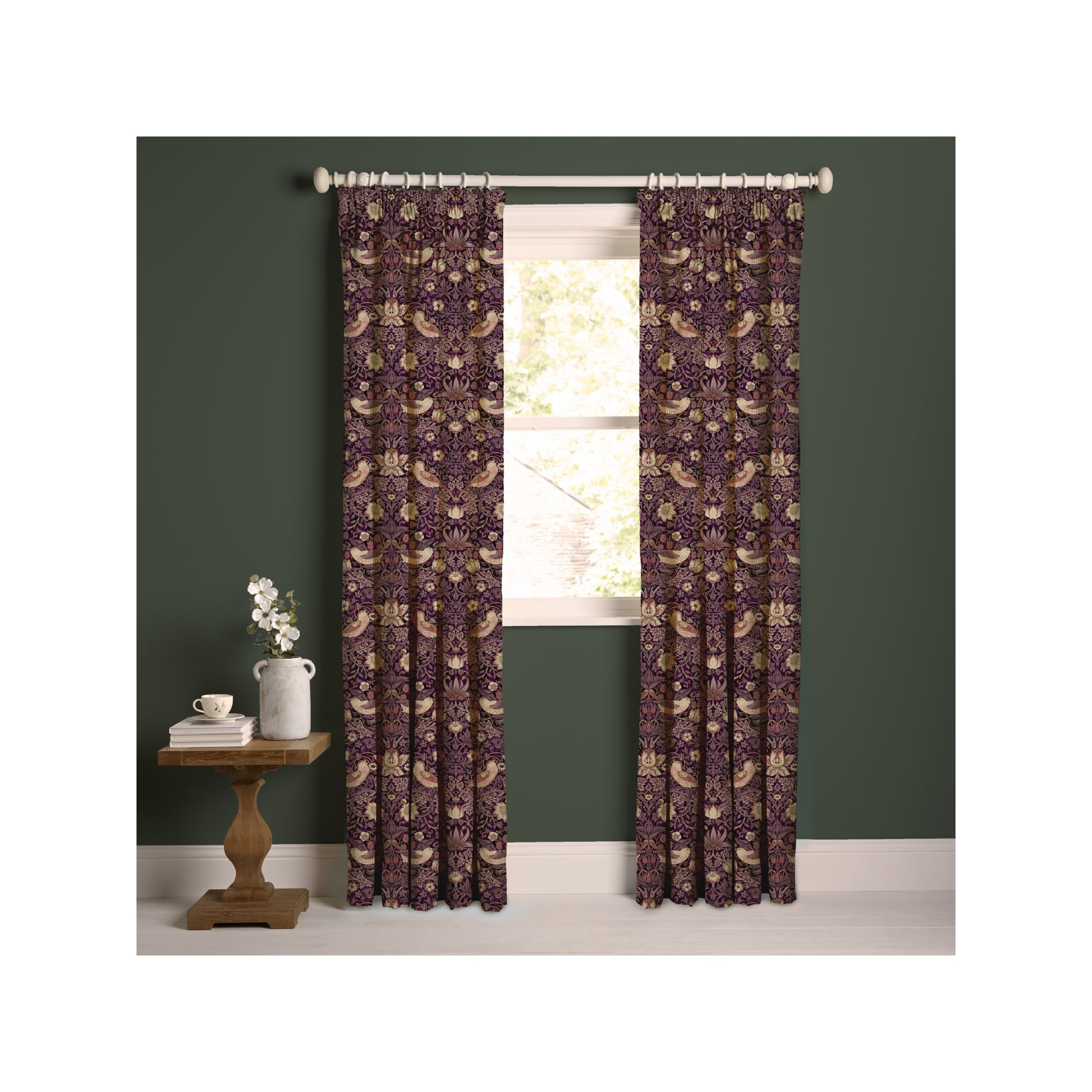 Morris Strawberry Thief Pair Lined Pencil Pleat Curtains,, 59% OFF