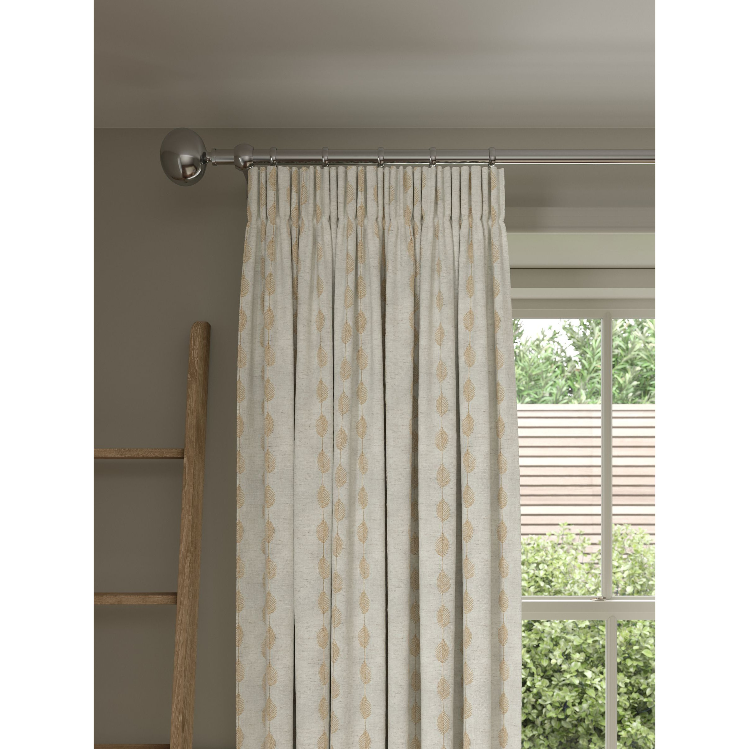 John Lewis Feather Leaf Embroidery Pair Lined Pencil Pleat Curtains - image 1