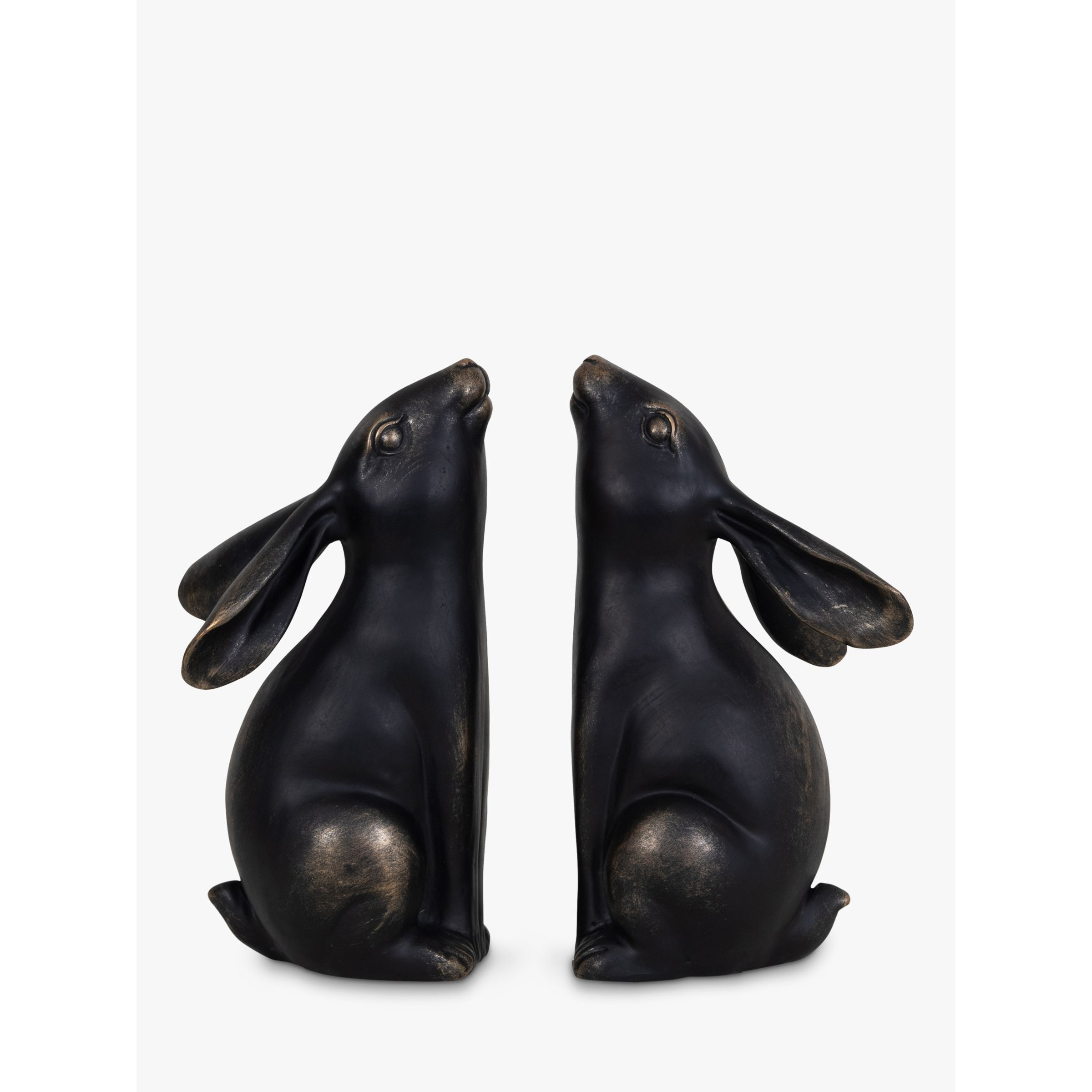 Libra Interiors Hare Bookend Sculpture, Set of 2, Metallic Bronze