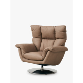 Halo Boss Leather Swivel Chair, Metal Leg, Tipped Taupe - thumbnail 1