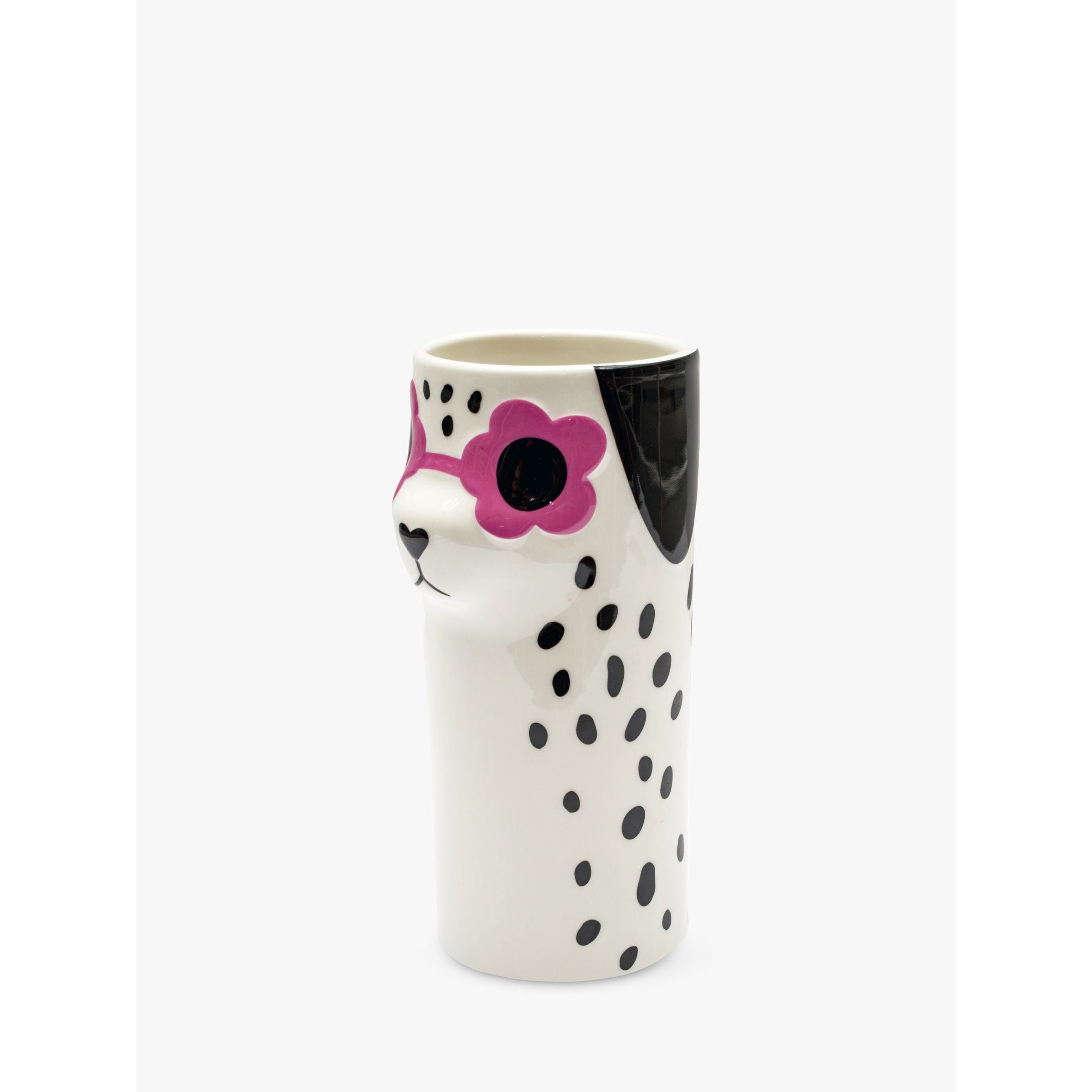 Tache Crafts 3D Dalmatian Ceramic Vase, White/Multi - image 1