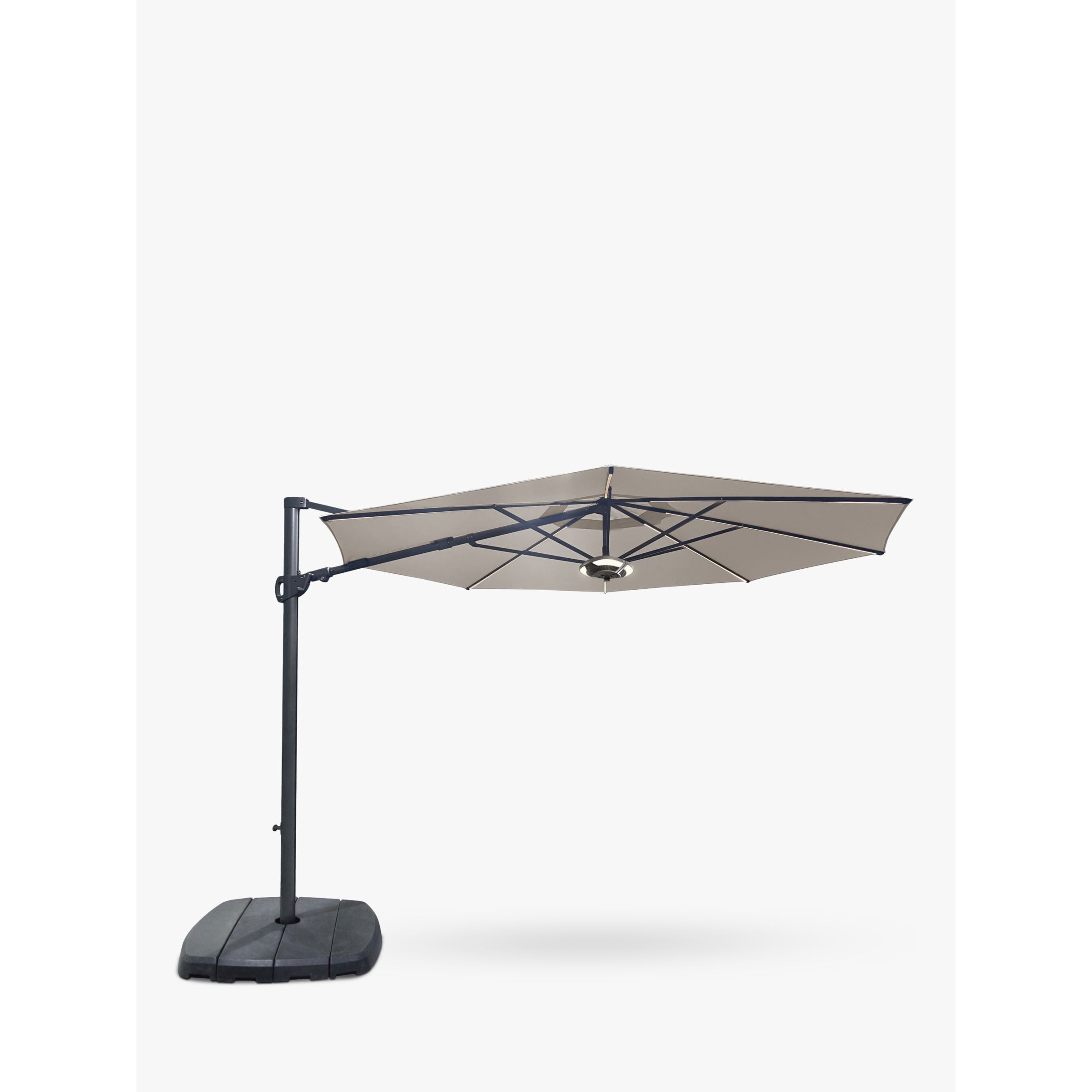 KETTLER Free Arm Tilt Canopy LED Light Freestanding Garden Parasol with Base, 3.3m - image 1