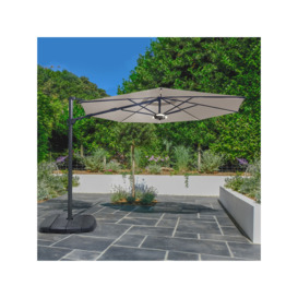 KETTLER Free Arm Tilt Canopy LED Light Freestanding Garden Parasol with Base, 3.3m - thumbnail 3