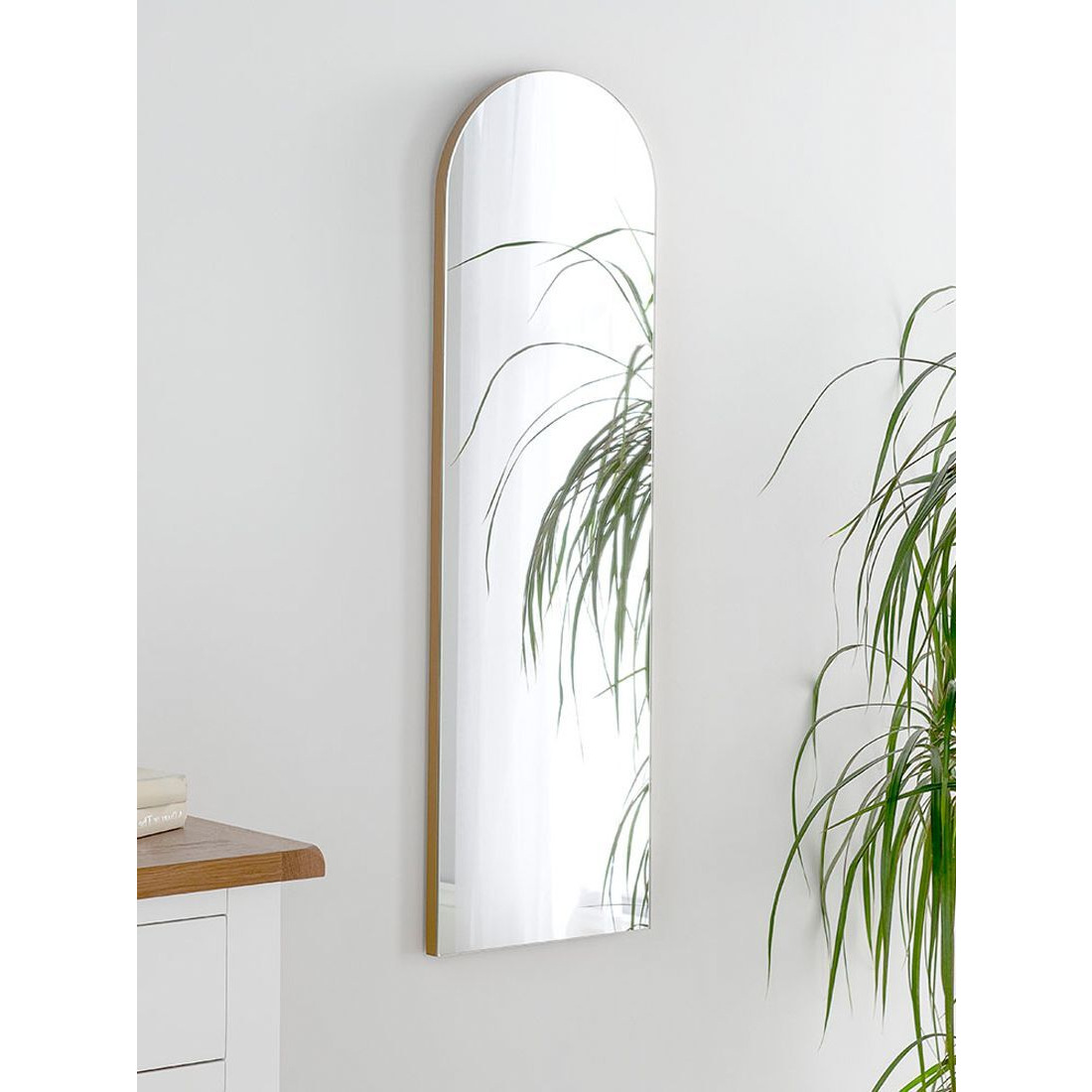 Yearn Delicacy Arched Wood Frame Wall Mirror, Gold, 100 x 30cm - image 1