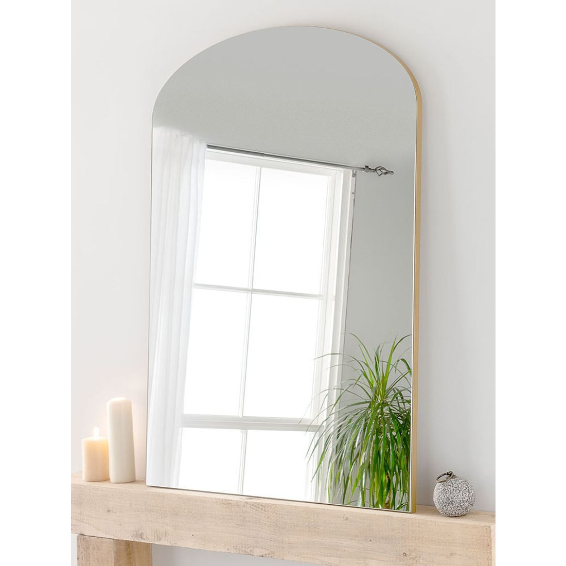 Yearn Delicacy Arched Wood Frame Leaner Mirror - image 1