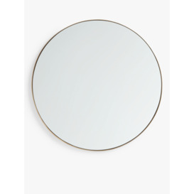 John Lewis Contemporary Ribbed Metal Frame Round Mirror, Gold - thumbnail 1