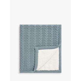 John Lewis Cable Knit Sherpa Fleece Baby Blanket - thumbnail 1
