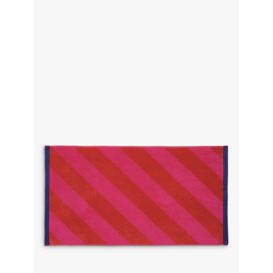 Harlequin x Sophie Robinson Paper Straw Stripe Bath Mat, Ruby/Coral