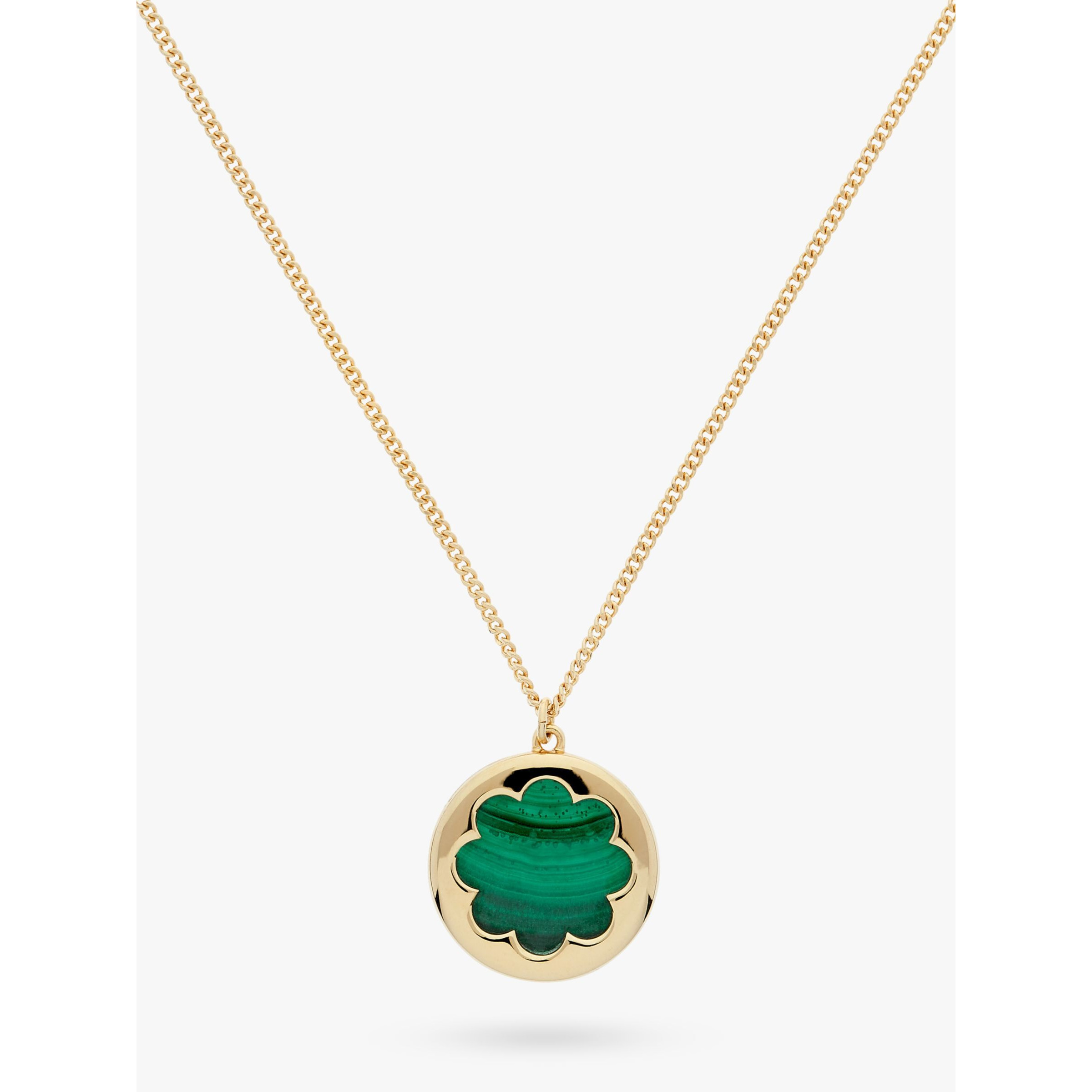 Melissa Odabash Malachite Flower Pendant Necklace, Gold/Green by