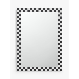 John Lewis Checkerboard Rectangular Wall Mirror, 72 x 50cm, Black/White