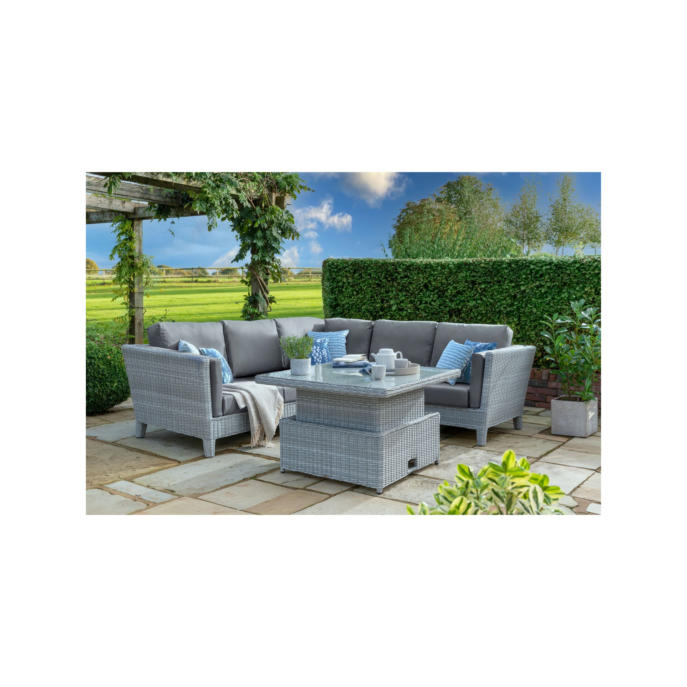Daro Byron 5-Seater Corner Garden Lounge/Casual Dining Set, Grey Tissé - image 1