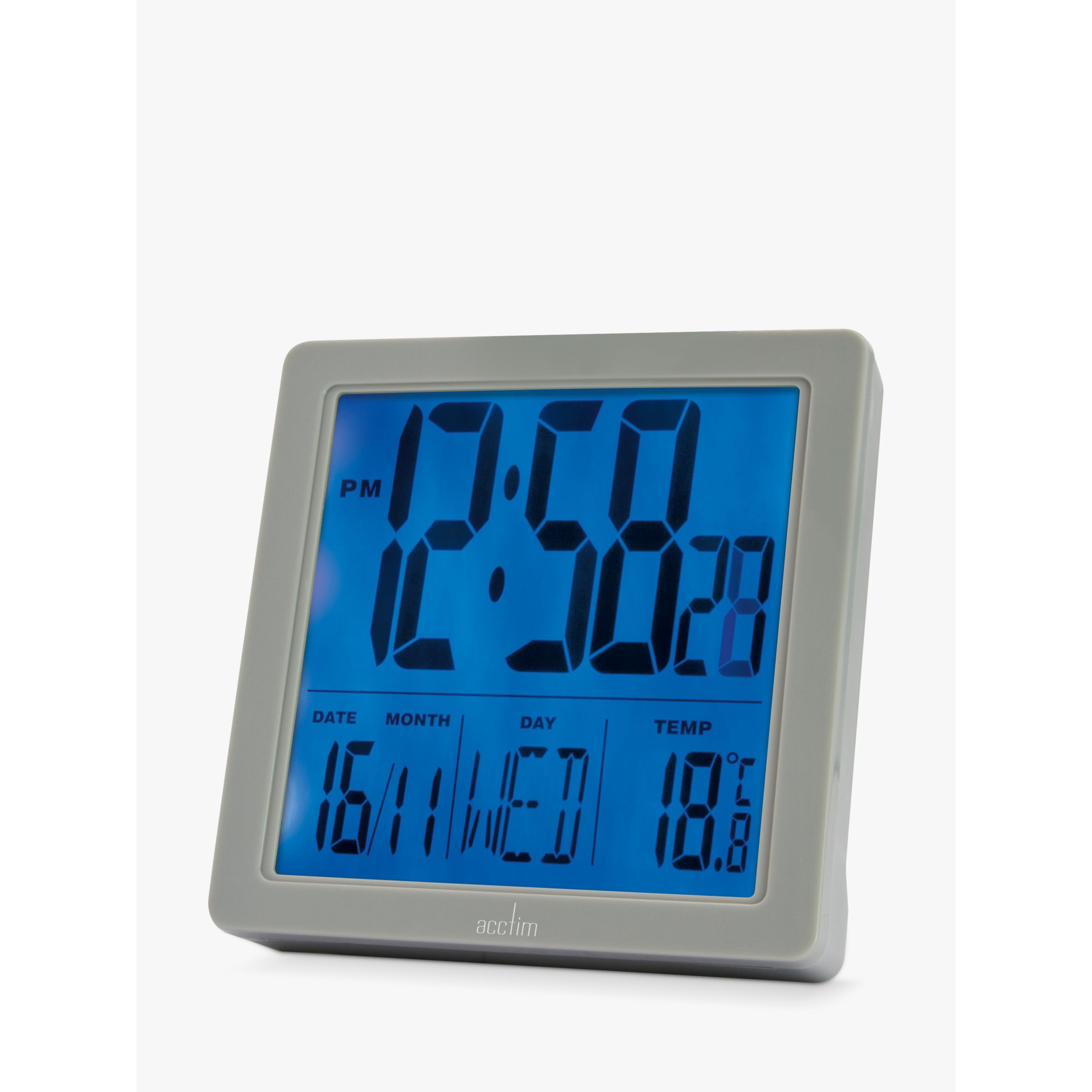 Acctim Axel Radio Controlled Digital LCD Alarm Clock, Grey - image 1