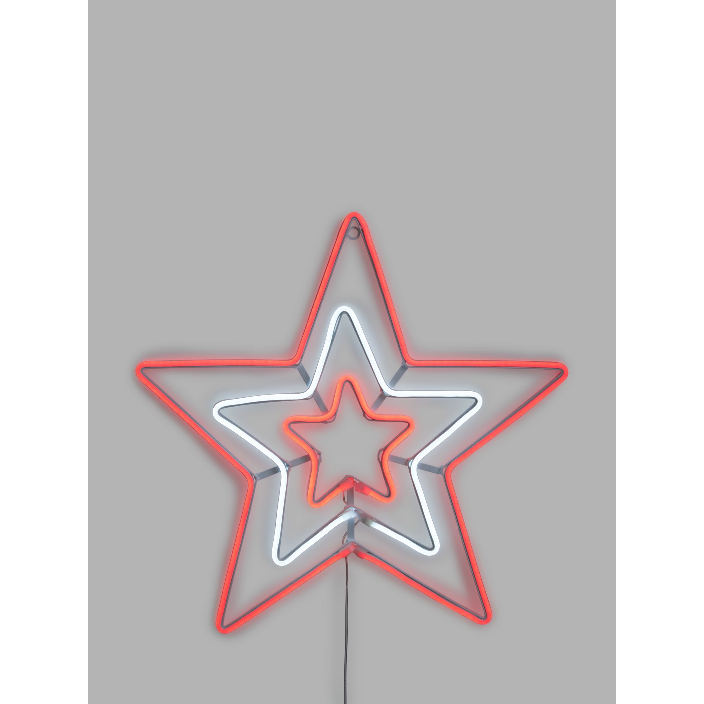 John Lewis Neon Trio Star Christmas Wall Light, Red/White - image 1