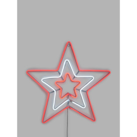 John Lewis Neon Trio Star Christmas Wall Light, Red/White - thumbnail 1