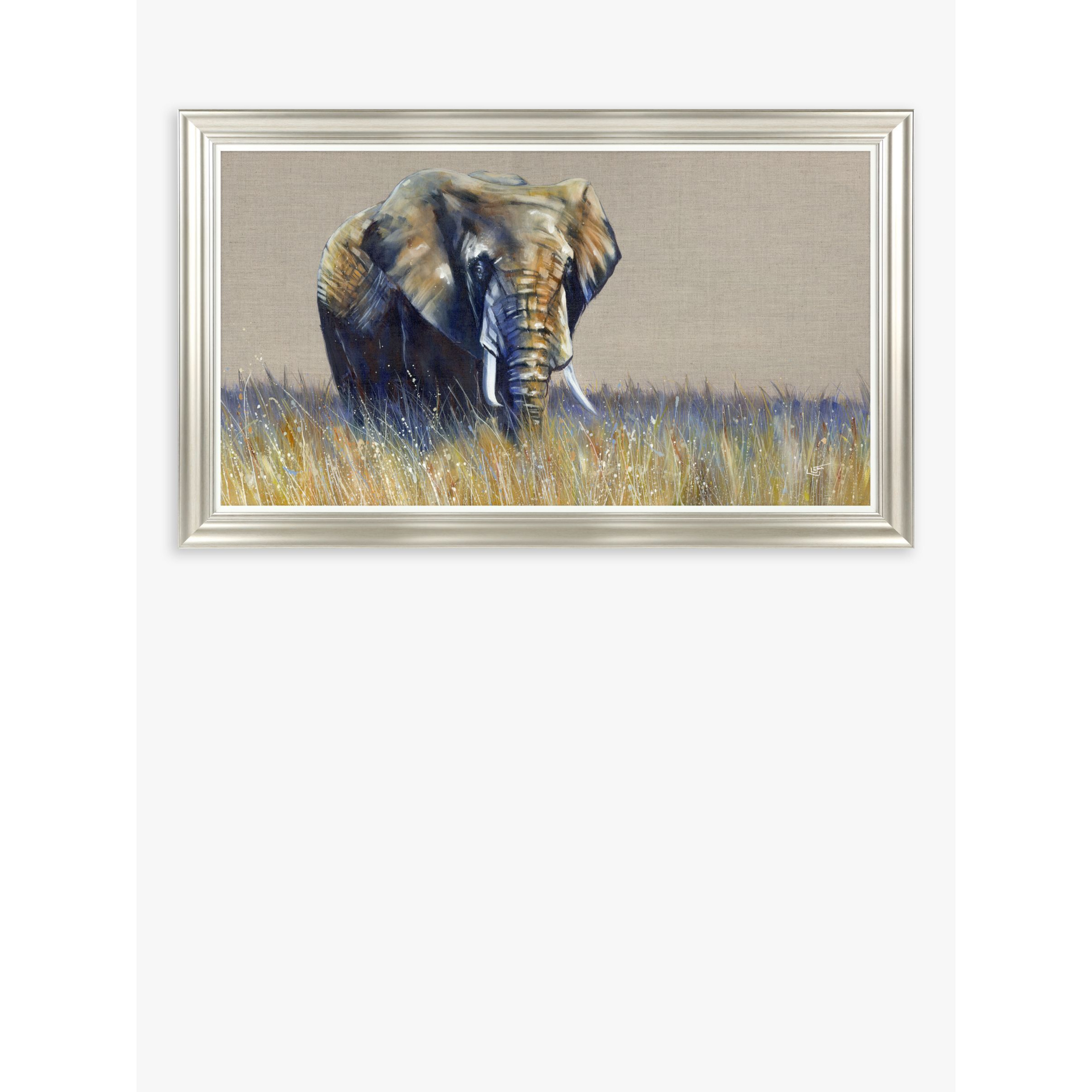 Louise Luton - 'Fields of Gold' Elephant Framed Print, 121 x 71cm, Multi - image 1