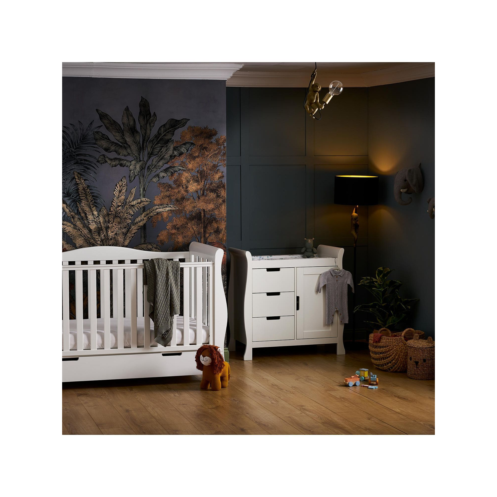 Obaby Stamford Luxe Cotbed & Closed Changing Unit, White - image 1
