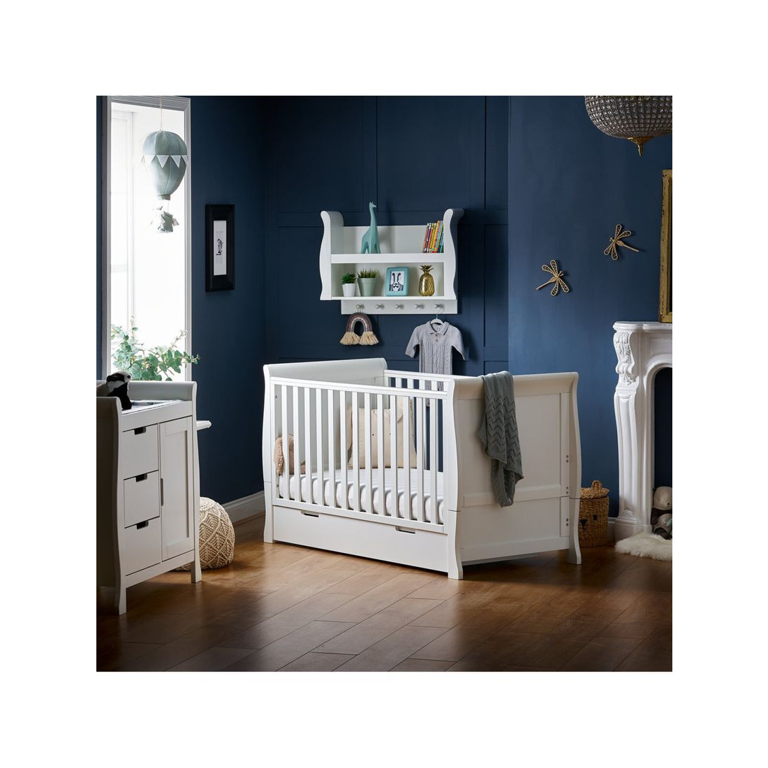 Obaby Stamford Classic Sleigh Cotbed & Closed Changing Unit - image 1