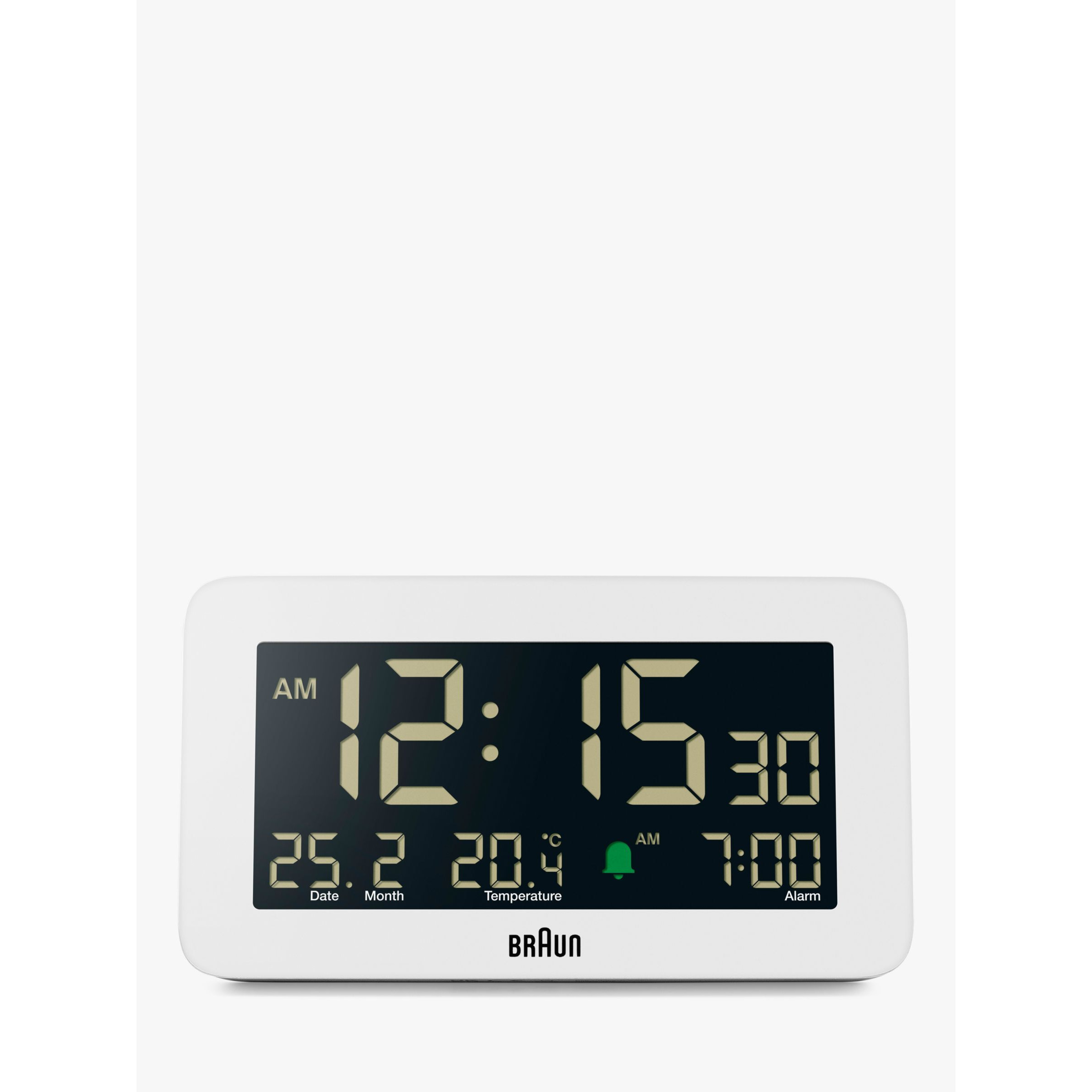 Braun BC10 Temperature & Date Digital Alarm Clock, White - image 1