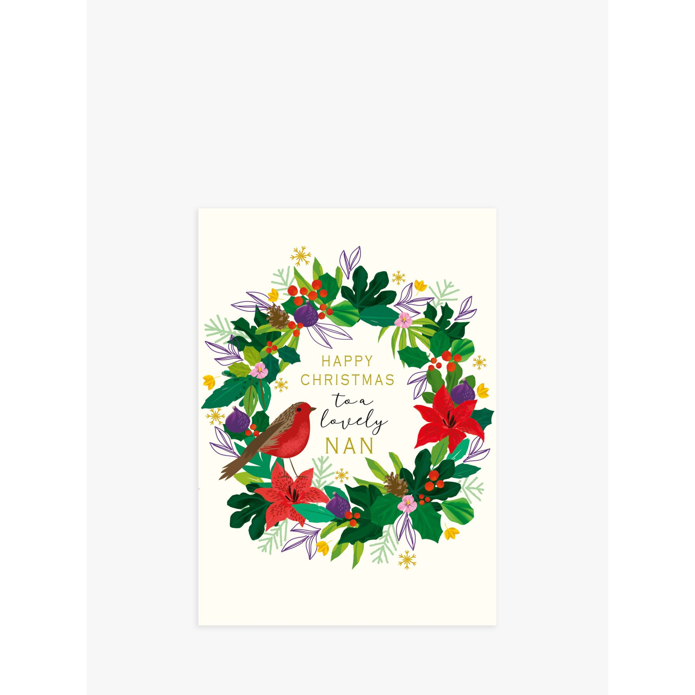 Laura Darrington Design Robin & Wreath Nan Christmas Card