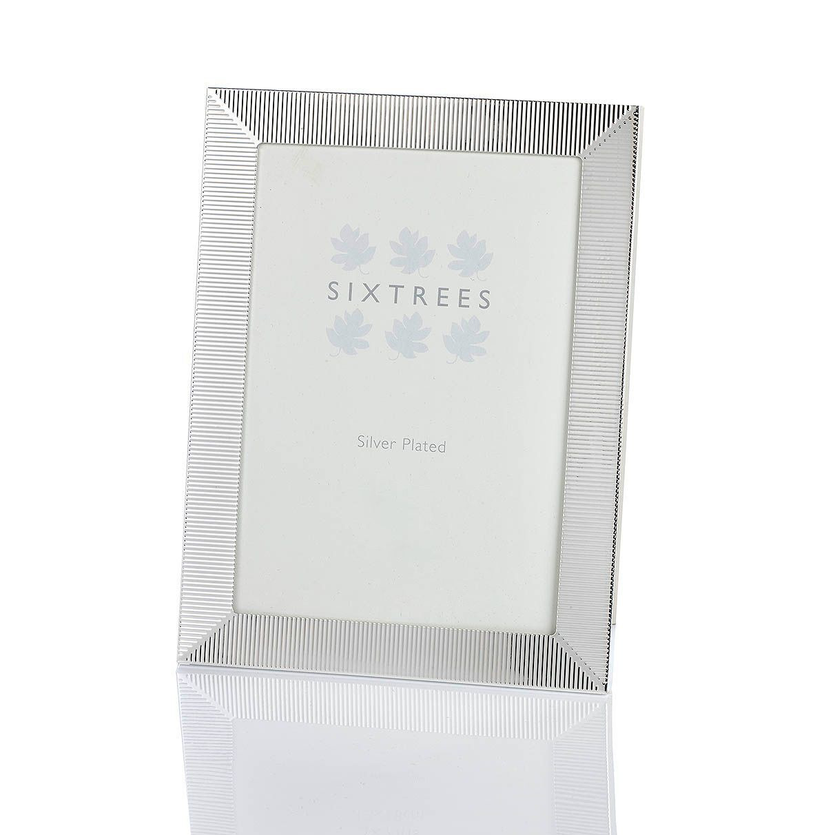 Sixtrees Striped Freestanding Photo Frame, Silver Plated
