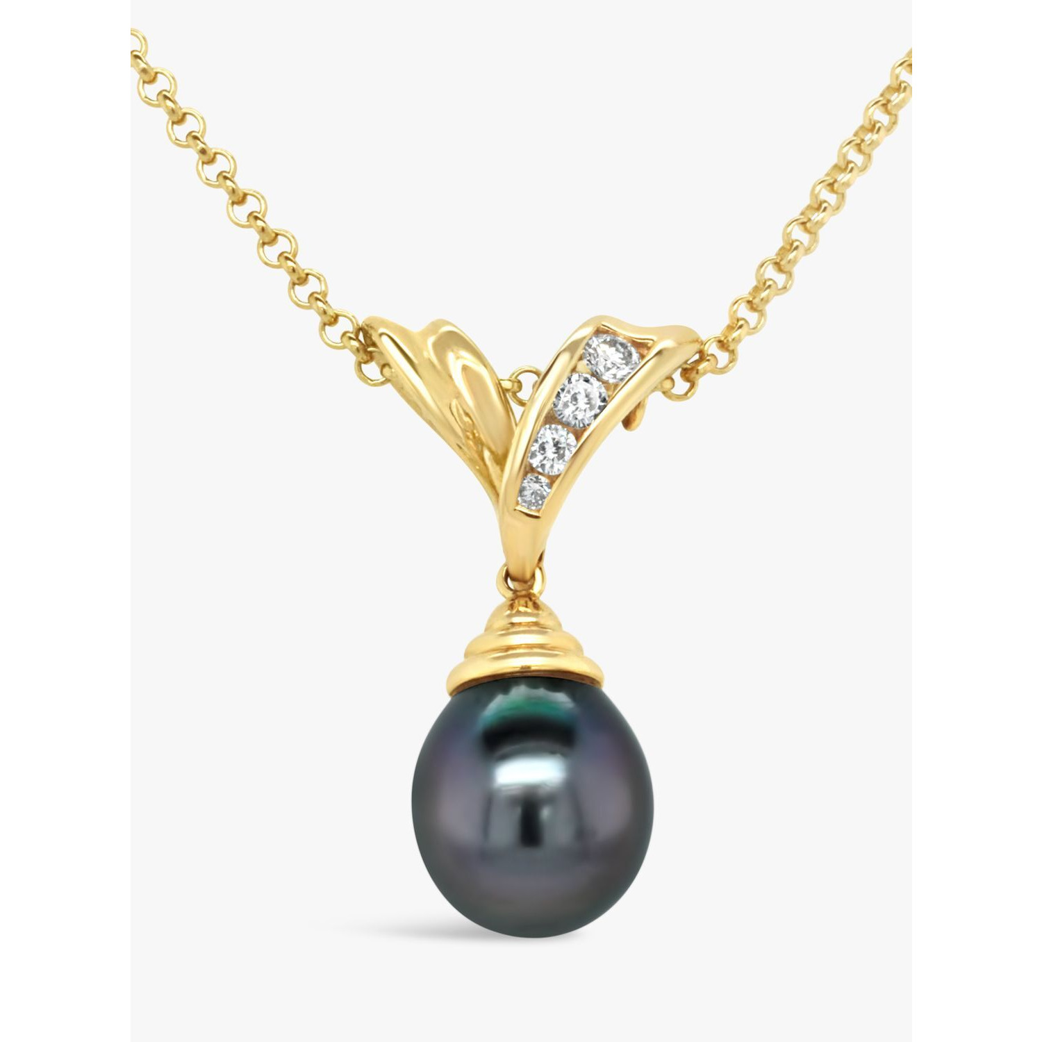 Milton & Humble Jewellery Second Hand 14ct Yellow Gold Pearl & Diamond Pendant Necklace