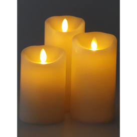 Luminara LED Wax Pillar Candles, Set of 3, Ivory - thumbnail 2