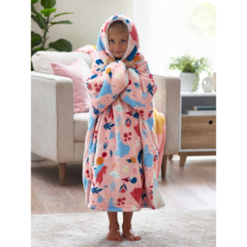 Disney Princess Kids' Floral Oversized Fleece Hooded Blanket, Pink/Multi - thumbnail 1