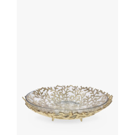 Culinary Concepts Coral Metal Basket & Glass Bowl, 32cm, Gold - thumbnail 1