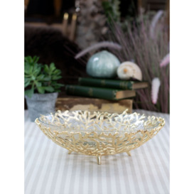 Culinary Concepts Coral Metal Basket & Glass Bowl, 32cm, Gold - thumbnail 2