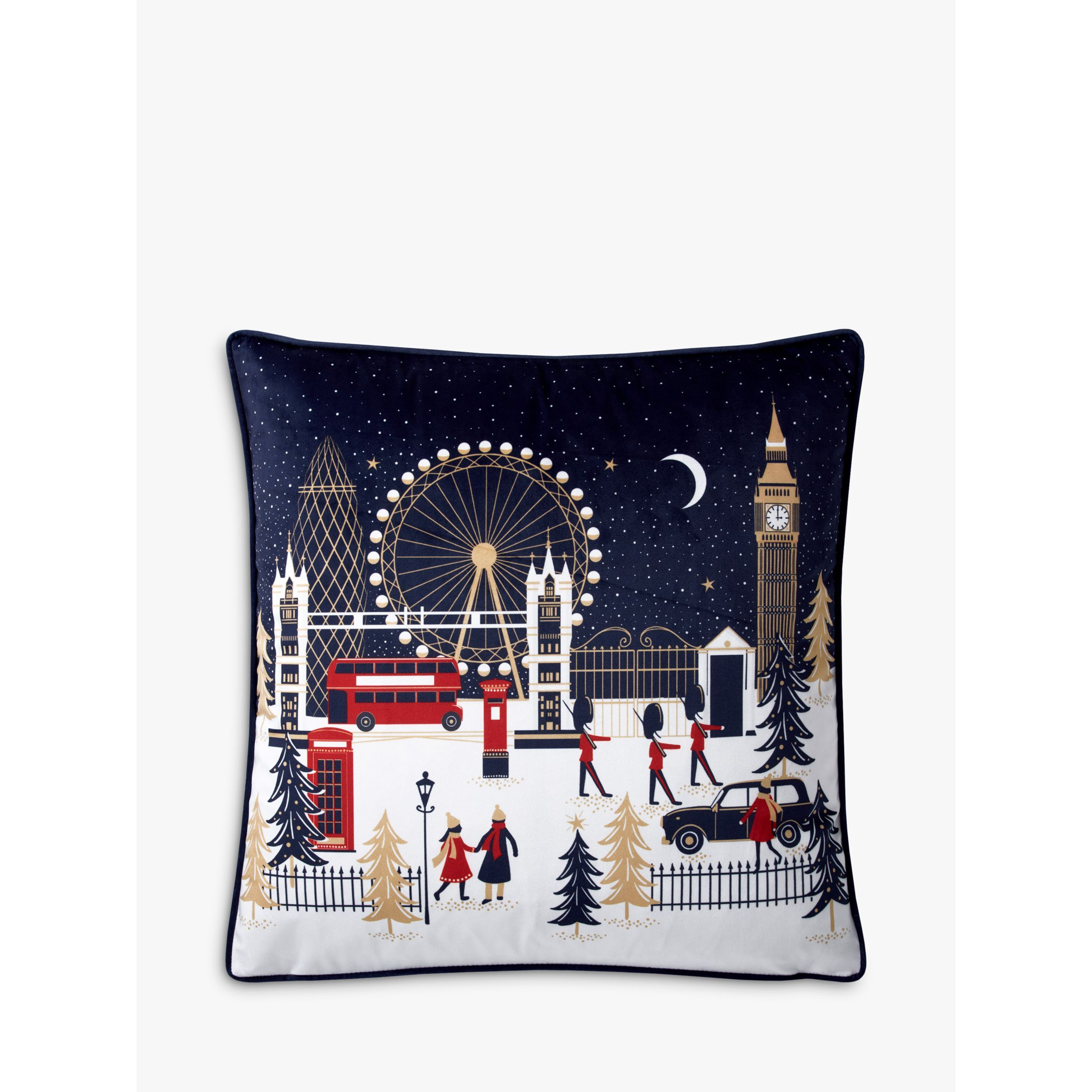 Sara Miller Festive London Cushion, Navy