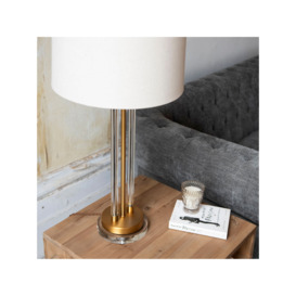 One.World Clifton Twin Tube Table Lamp, Clear/Brushed Gold - thumbnail 2