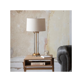 One.World Clifton Twin Tube Table Lamp, Clear/Brushed Gold - thumbnail 1