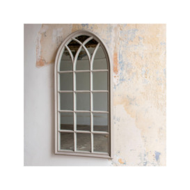 One.World Wilton Arched Wood Window Wall Mirror, 130 x 65m, Grey