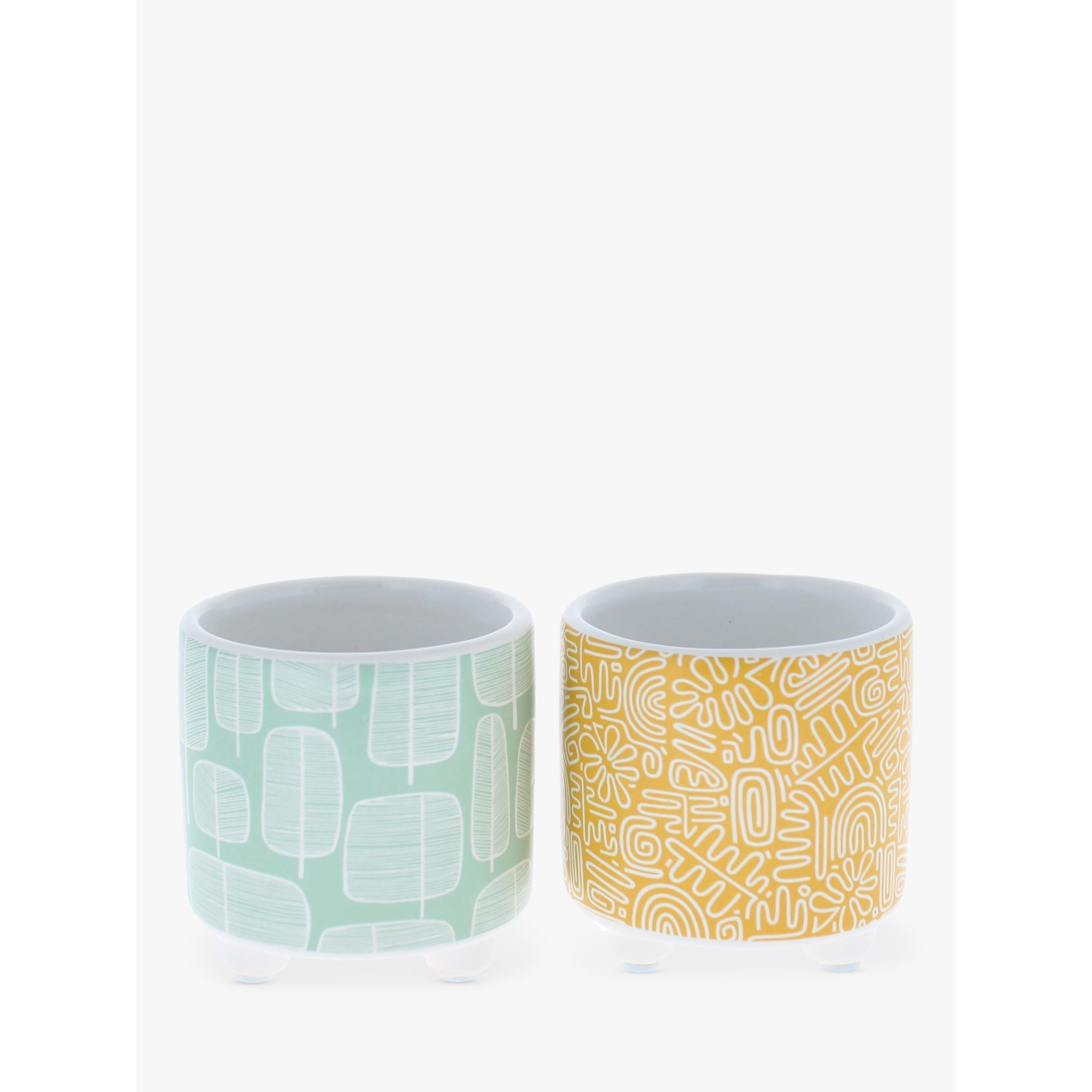 MissPrint Nazca & Little Trees Ceramic Mini Planters, Set of 2, Multi