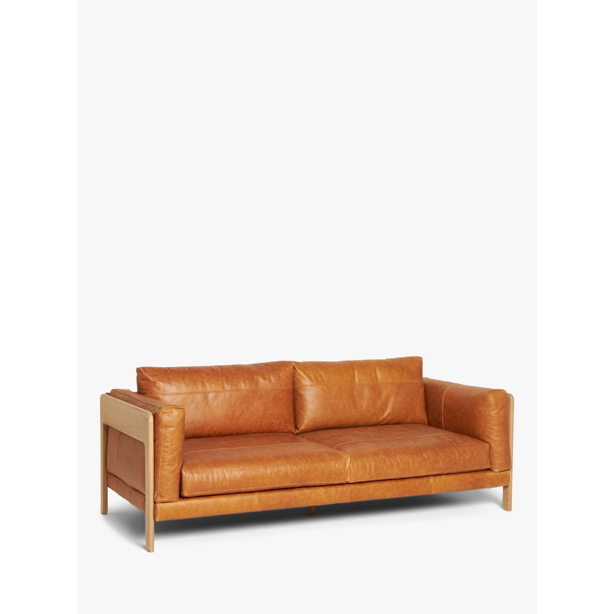 John Lewis Nest Grand 4 Seater Leather Sofa, Light Leg, Butterscotch Leather - image 1