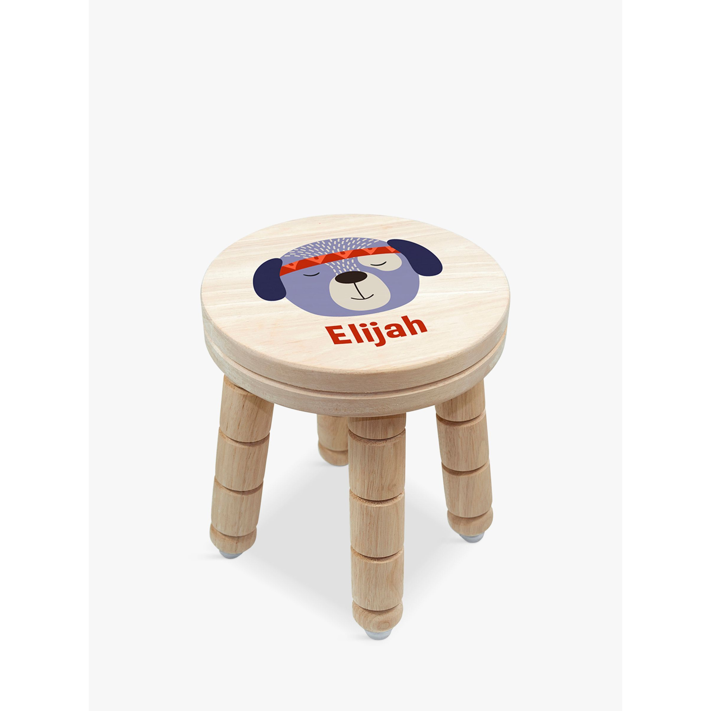 Treat Republic Personalised Cute Puppy Kids Stool, Natural - image 1