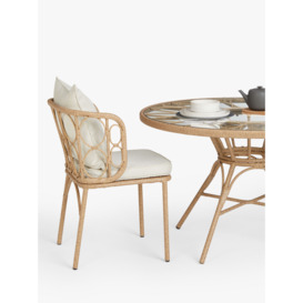 John Lewis Infinity Cane 4-Seater Round Garden Dining Table & Chairs Set, Natural - thumbnail 2