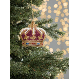 John Lewis Beaded Crown Christmas Tree Bauble, Purple/Gold - thumbnail 2