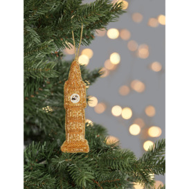 John Lewis Beaded Big Ben Christmas Tree Bauble, Gold - thumbnail 2