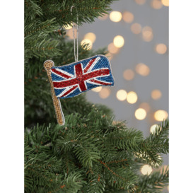 John Lewis Beaded Union Jack Flag Christmas Tree Bauble, Multi - thumbnail 2