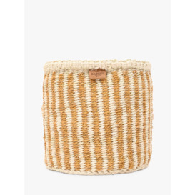 The Basket Room Hotuba Woven Storage Basket, Gold Stripe, Small - thumbnail 1