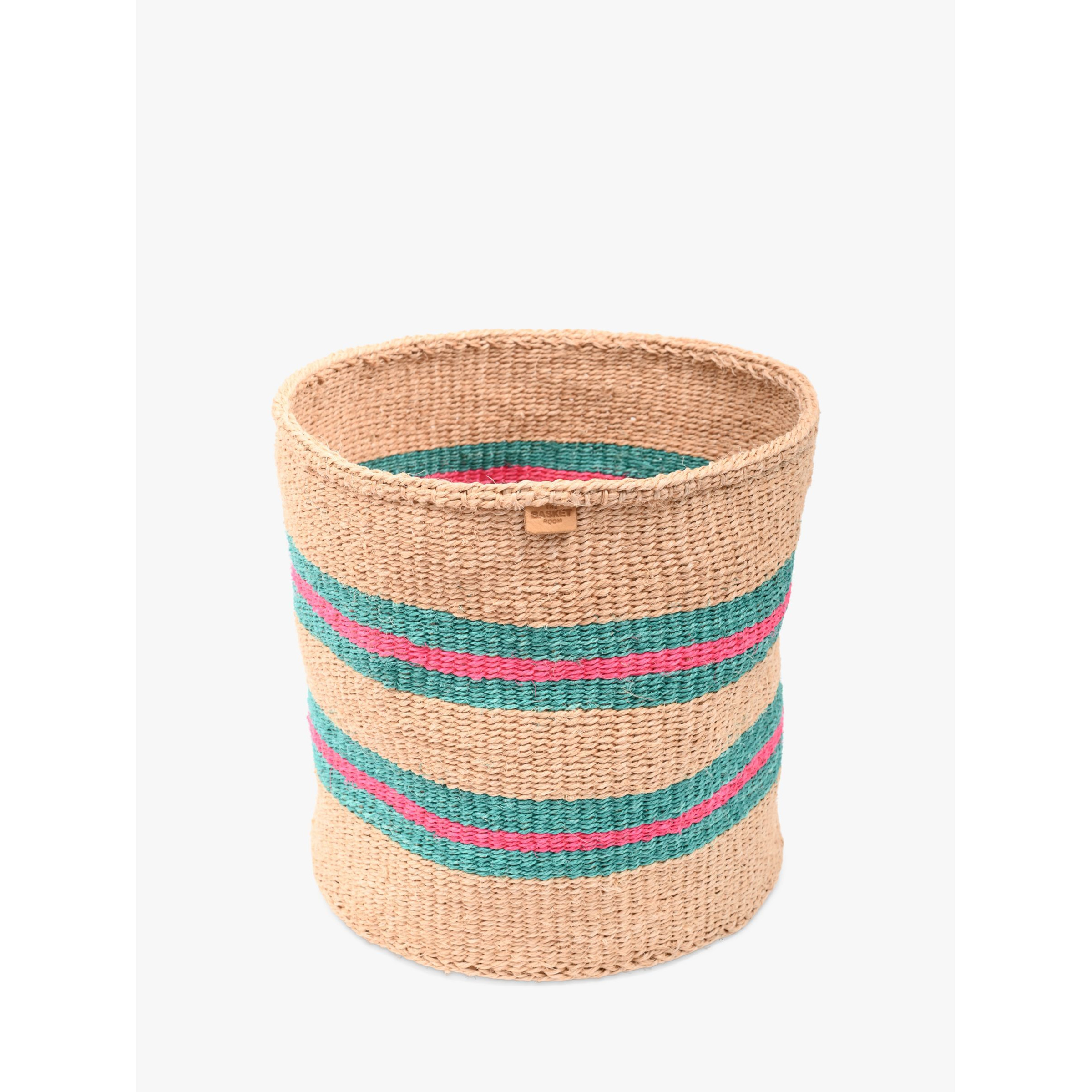 The Basket Room Ndoto Woven Storage Basket, Turquoise/Pink Stripe, Extra Large - image 1