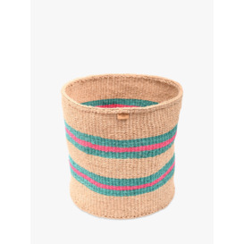 The Basket Room Ndoto Woven Storage Basket, Turquoise/Pink Stripe, Extra Large - thumbnail 1