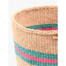 The Basket Room Ndoto Woven Storage Basket, Turquoise/Pink Stripe, Extra Large - thumbnail 2