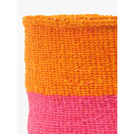 The Basket Room Kali Woven Storage Basket, Orange/Pink, Extra Small - thumbnail 2