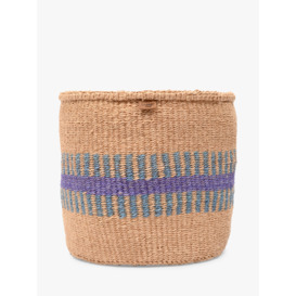 The Basket Room Huduma Woven Storage Basket, Natural/Lavender, Large - thumbnail 1