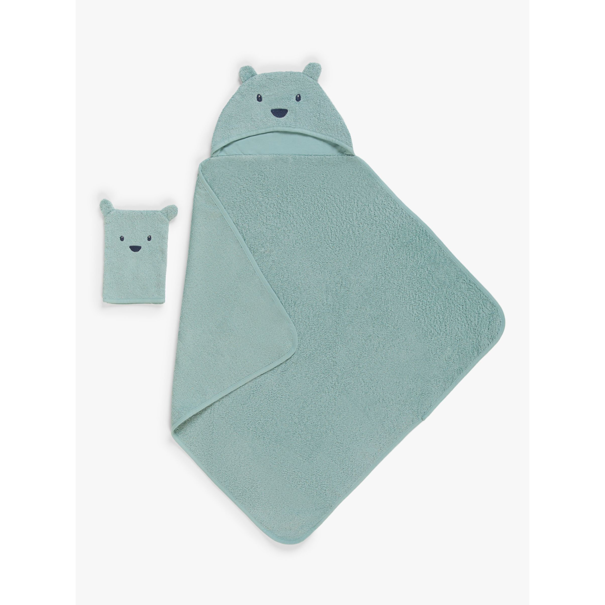 John Lewis Bear Hooded Towel & Mitt Set, Jade - image 1