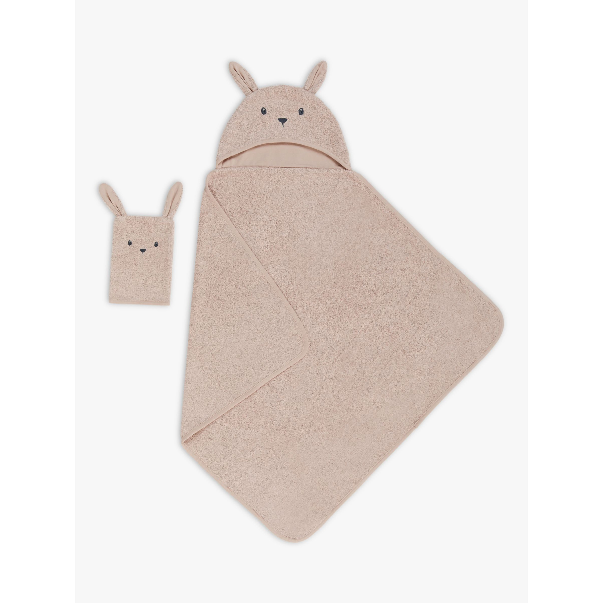John Lewis Bunny Hooded Towel & Mitt Set, Oatmeal - image 1