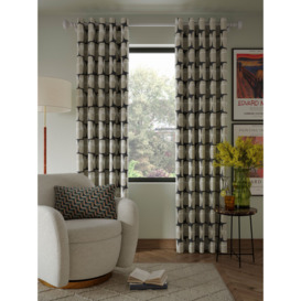 Scion Going Lohko Pair Lined Eyelet Curtains, Putty & Charcoal - thumbnail 2